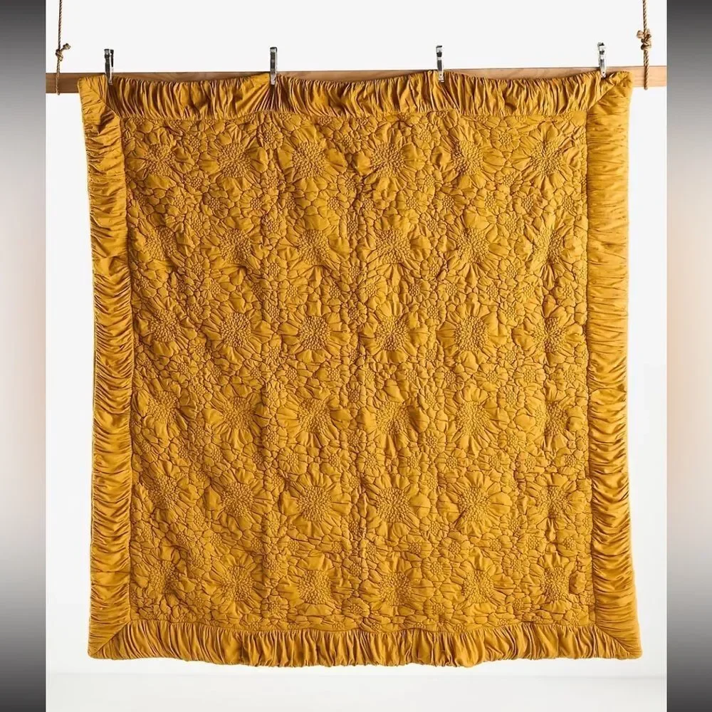 Anthropologie Dahlia Cotton Jersey Floral Quilt
